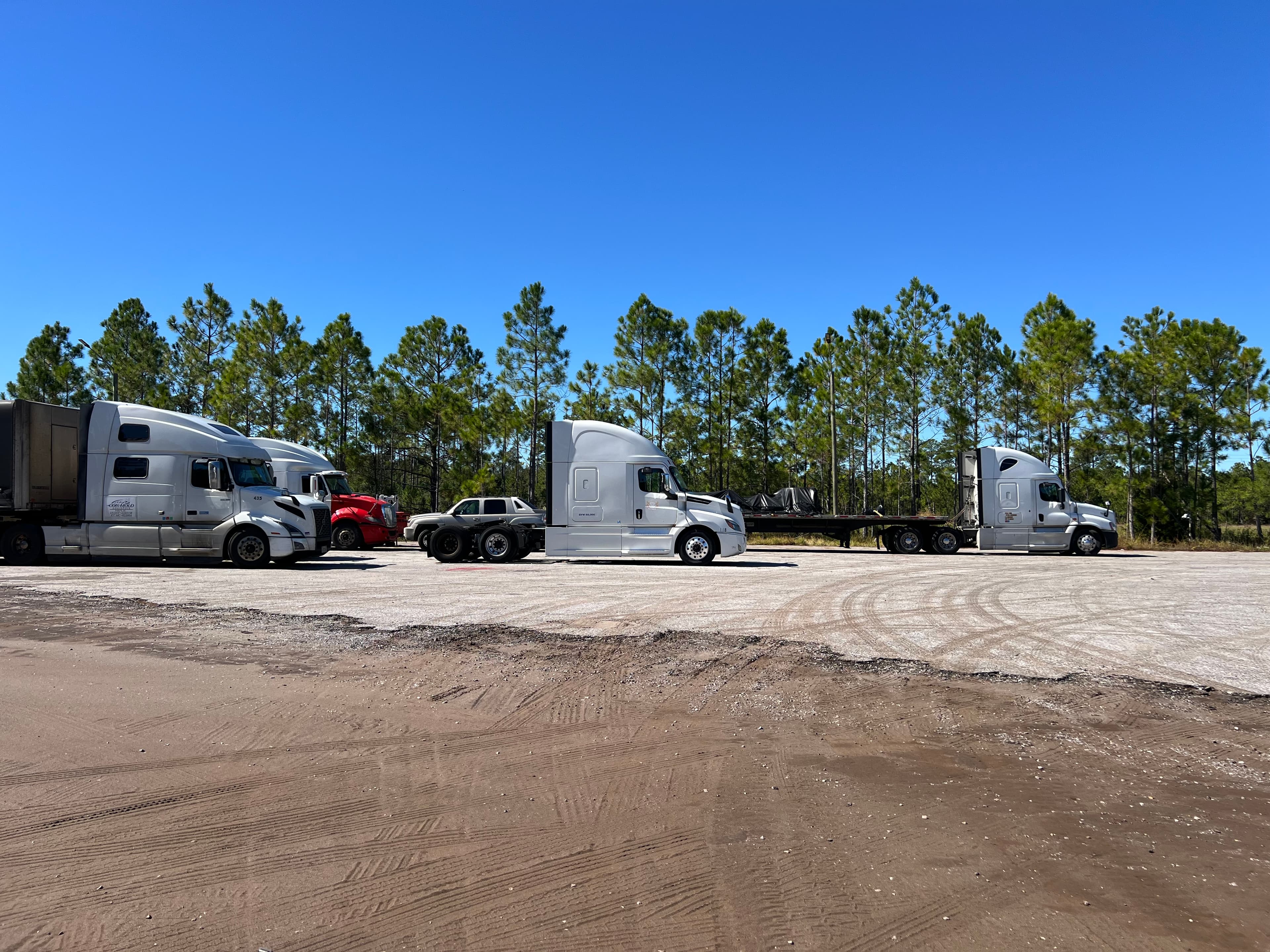 Wide angle view of parking lot